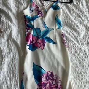 White floral mini dress